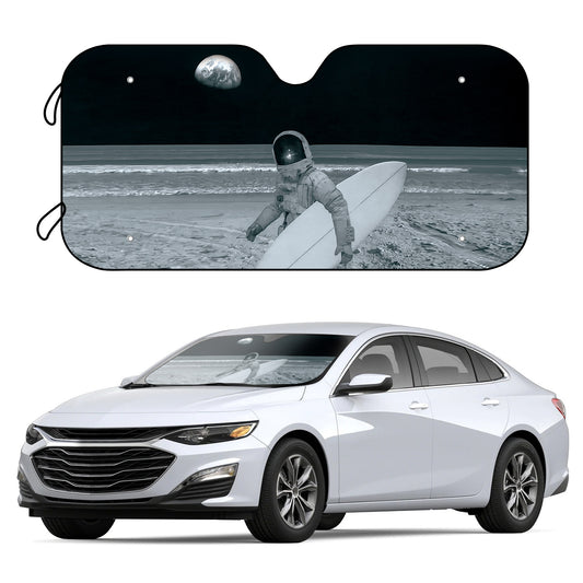 The Protective Interplanetary Astronauts Car Sunshade shields your car from up to 99% of harmful UV rays. The sunshade is foldable for easy storage and comes with free suction cups for a secure fit. Stay safe from the sun in style.