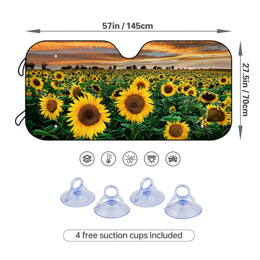 Enhanced UV Protection: Sunflower Pattern Car Sunshade with 4 Free Suction Cups - Keep Your Car Interior Cool and Shielded from Harmful Sun Rays