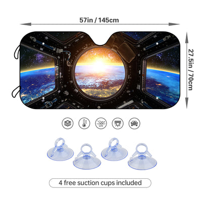 Starship Foldable Car Sunshade: Ultimate Protection for Your Car's Windshield, with Free Suction Cups for Added Convenience