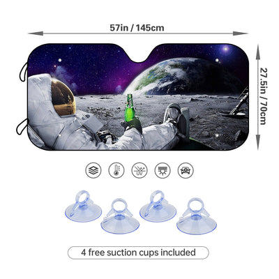 Enhance Your Car's Interior with the Space Astronaut UV Car Interior Sun Protection - A Stylish Solution with 4 Free Suction Cups!