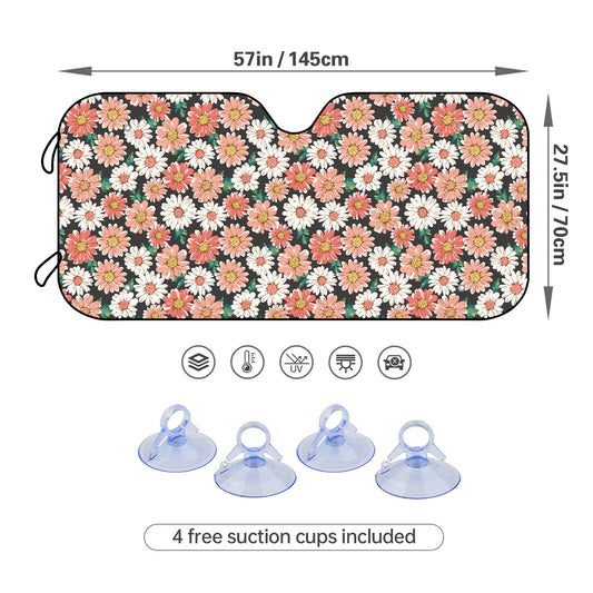 Protective Plant Flower Car Sunshade: Ultimate Sun Protection for Your Vehicle's Windshield with 4 Suction Cups