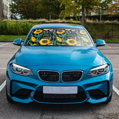 Sunflower Print Car Sunshade - Protect Your Car's Interior from Harmful UV Rays with Style!