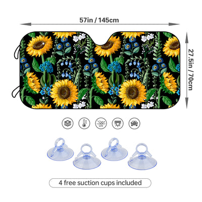 Sunflower Print Car Sunshade - Protect Your Car's Interior from Harmful UV Rays with Style!