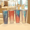 This 1pc glossy fish scale pattern tumbler with lid and straw keeps your drinks hot or cold for hours, owing to its double walled plastic construction. Whether travelling in summer or winter, this travel accessory is sure to make your beverage experience more enjoyable.