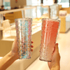 1pc Glossy Fish Scale Pattern Tumbler With Lid And Straw, Double Walled Plastic Water Bottle, Summer Winter Drinkware, Travel Accessories