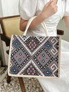 Summer Chic: Geometric Pattern Top Handle Tote for Beach and Beyond