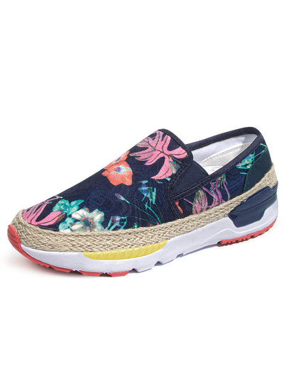 Floral Embroidered Slip-On Loafers: Stylish Casual Sneakers for Women