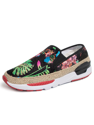 Floral Embroidered Slip-On Loafers: Stylish Casual Sneakers for Women