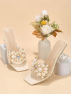 Glamorous Rhinestone Clear Sculptural Heeled Sandals: The Perfect PVC Mule Sandals for Women