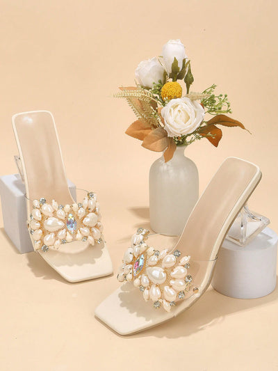 Glamorous Rhinestone Clear Sculptural Heeled Sandals: The Perfect PVC Mule Sandals for Women