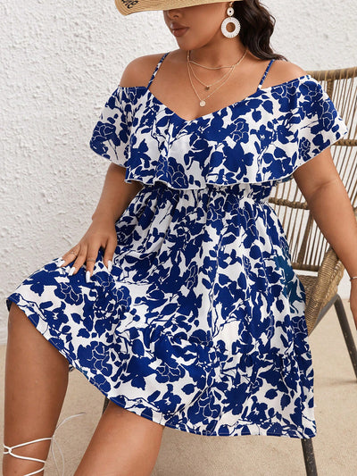 Pretty in Plant Prints: Off-Shoulder Plus Size Dress