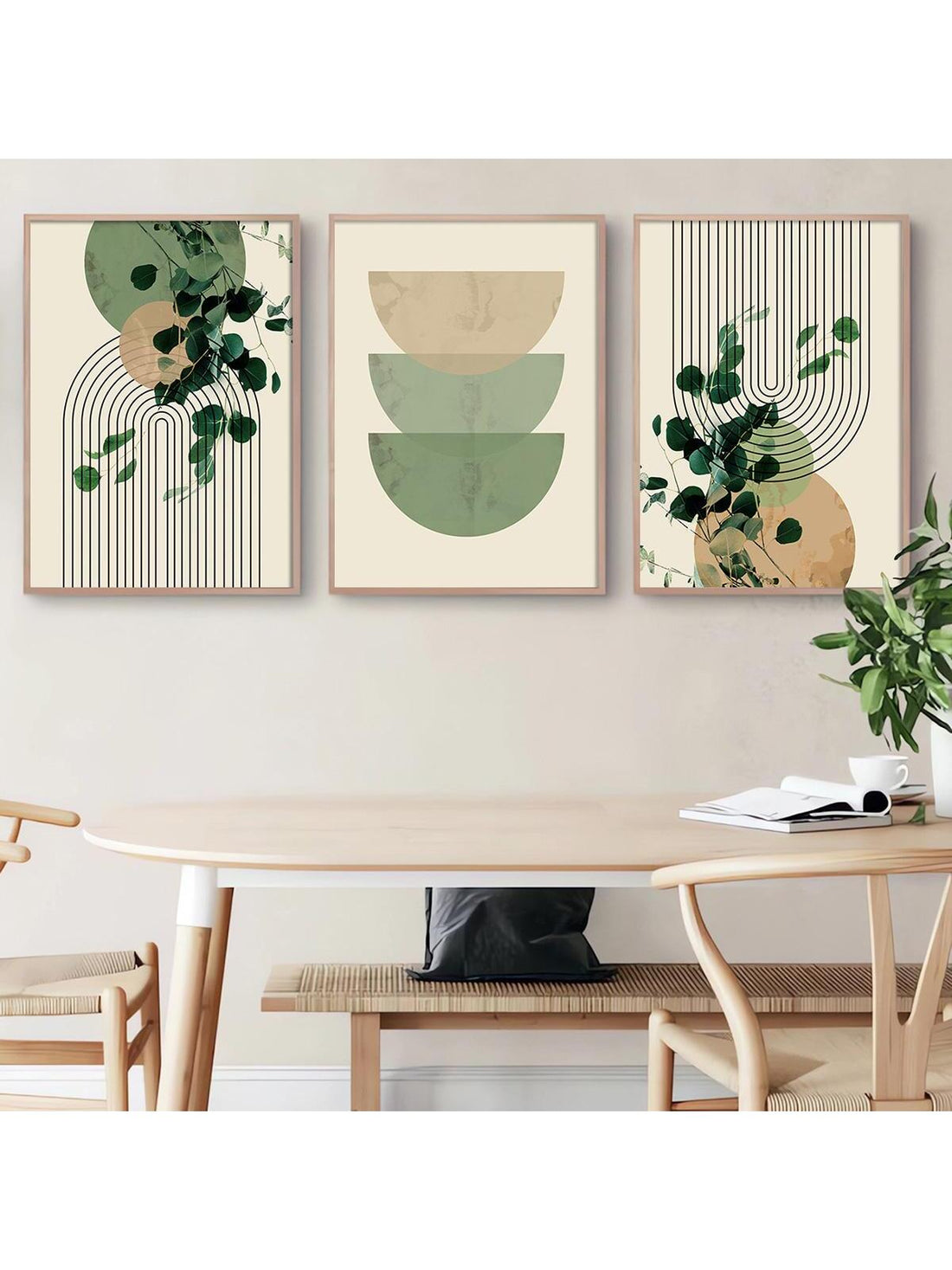 Transform your living space into a serene oasis with the Boho Green Plant Eucalyptus Leaf Canvas Print Set. This set features modern mid-century abstract vintage art, adding a touch of sophistication to any home decor. Enjoy the benefits of bringing nature into your home with this beautiful and calming print set.