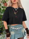 Butterfly Mesh Insert Drop Shoulder Tee - Rock your Style