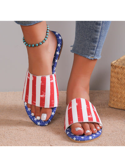 American Patriot Women's Flat Heel Sandals: Celebrate 4th of July in Style!