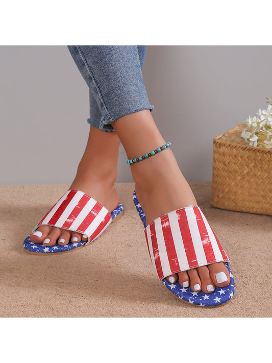 American Patriot Women's Flat Heel Sandals: Celebrate 4th of July in Style!