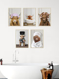 Upgrade your bathroom decor with our 5-piece animal wall art set. These minimalist cow prints are perfect for animal lovers and will add a touch of sophistication to any space. Made with high-quality materials, they are durable and easy to hang. Enhance your home with these charming pieces today.