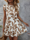 Boho Chic Dream: Allover Print Ruffle Trim Smock Dress