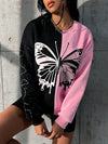 Flutter in Style with our Two-Tone Butterfly Print Drop Shoulder Sweatshirt!