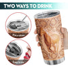 20oz Imitation Wood Carved Lotus and Horse Vacuum Travel Mug - Keeps Drinks Hot & Cold for Hours!