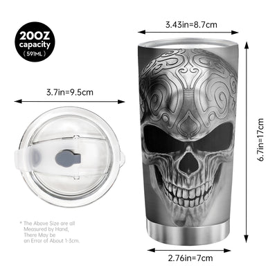 Skull Tumbler: Stainless Steel Vacuum Insulated Coffee Cup with Cool Skull Design - Perfect Gift for the Men in Your Life!