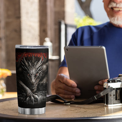 20oz Strong Dragon & Fire Lava Design Tumbler - Perfect Gift for Dad, Son, or Husband