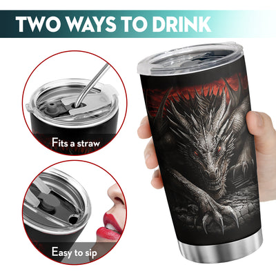 20oz Strong Dragon & Fire Lava Design Tumbler - Perfect Gift for Dad, Son, or Husband