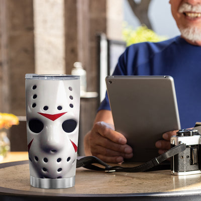 20oz White Mask Stainless Steel Travel Tumbler - Keep Your Coffee Hot & Cold Beverages Refreshingly Cold All Day!