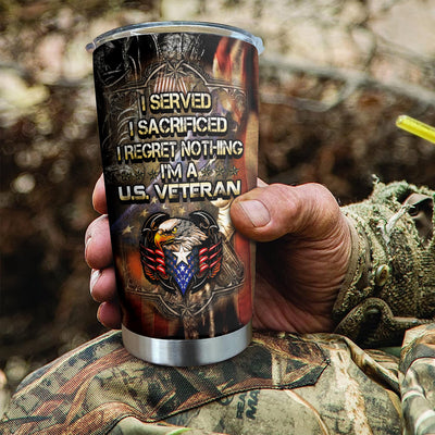 USA Army Stainless Steel Tumbler: Show Your Patriotism with this Military Eagle Flag Vacuum Travel Coffee Mug - Ideal Gift for Soldiers and Veterans