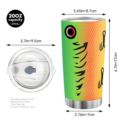 Stay Hydrated and Hooked: 20oz Fishing Lure Tumbler - Coffee Mug with Stainless Steel Insulation for Cold and Hot Beverages