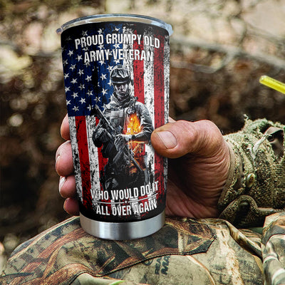 20oz US Solider and US Flag Stainless Steel Tumbler - Military Flag Vacuum Travel Coffee Mug Gift For Patriotic Soldier Veterans Retired - Perfect for Car, Home, Office, Travel & Independence Day Gifts!