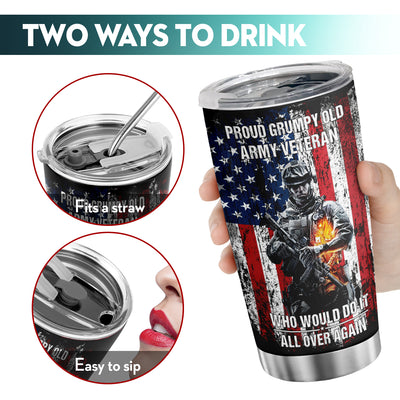 20oz US Solider and US Flag Stainless Steel Tumbler - Military Flag Vacuum Travel Coffee Mug Gift For Patriotic Soldier Veterans Retired - Perfect for Car, Home, Office, Travel & Independence Day Gifts!