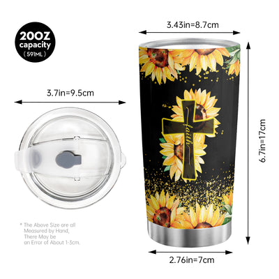 20Oz 'God Says You Are Faith' with Sunflower Tumbler,  Keep Your Drinks Hot or Cold for Hours! The Perfect Gift for Any Occasion