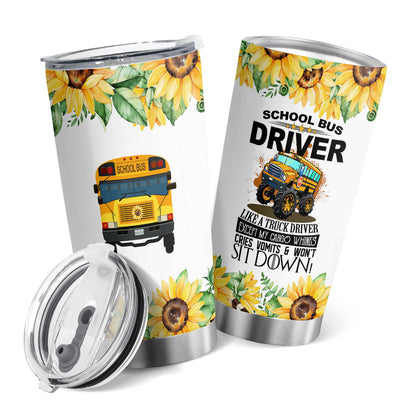 20oz School Bus & Sunflower Tumbler - Keep Your Coffee Hot or Cold All Day Long - Perfect gift for School Bus Driver