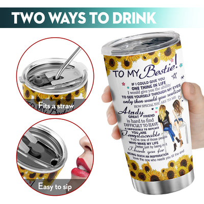 20Oz Sunflower & 'You Are My Sunshine' Tumbler, Sister Insulated Cup Stainless Steel Vacuum Tumbler With Lid, Friendship Tumbler