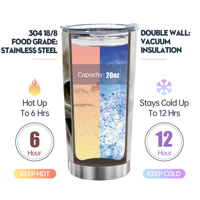 20oz White Skull Stainless Steel Tumbler Wih Splash Proof Lid Double Wall Vacuum Insulated, Mug Coffee Cup Travel, Camping, Work, Gym Hot Cold Drinks