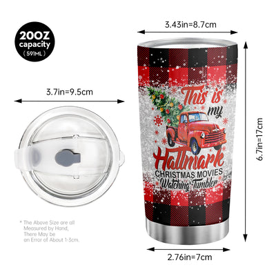 Xmas Red Truck Tumbler - 20oz Stainless Steel Double Wall Vacuum Insulated Coffee Travel Mug - Perfect Xmas Gift for Men & Women!