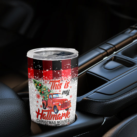 Xmas Red Truck Tumbler - 20oz Stainless Steel Double Wall Vacuum Insulated Coffee Travel Mug - Perfect Xmas Gift for Men & Women!