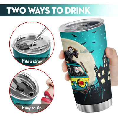 20oz Halloween Zombie & Bat & Horror Tumbler Cup With Lid - Double Wall Vacuum Insulated Travel Coffee Mug