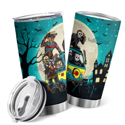 This 20oz Halloween Tumbler Cup is designed with a unique zombie, bat and horror design and features a double wall vacuum insulated travel coffee mug with a lid. Its vacuum seal helps keep liquids hot or cold for hours - ideal for cold drinks and hot coffee.