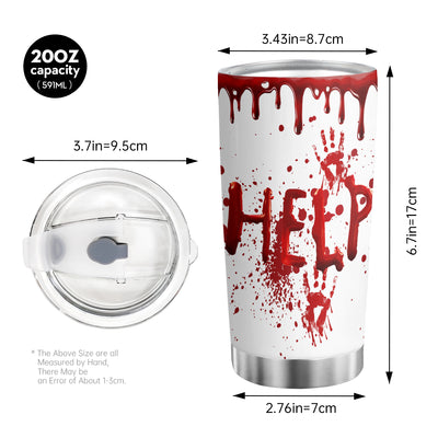 Spooky Sipper: 20oz Scary Blood Tumbler - Halloween Themed Stainless Steel Insulated Mug for Creepy Coffee Lovers