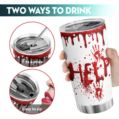 Spooky Sipper: 20oz Scary Blood Tumbler - Halloween Themed Stainless Steel Insulated Mug for Creepy Coffee Lovers