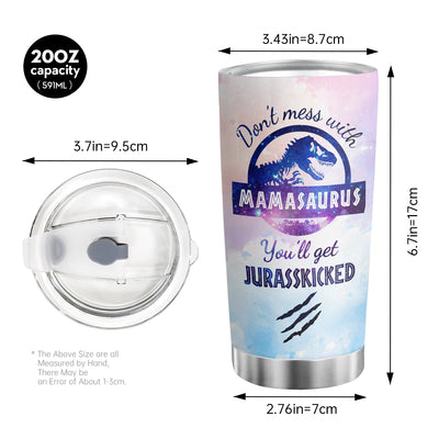 20oz Colorful Mamasaurus Tumbler, Funny Mothers Day Gift Birthday Gifts For Mom