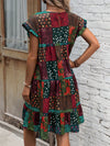 Boho Chic Patchwork Print Batwing Sleeve Dress