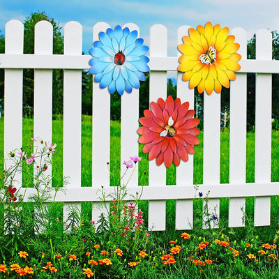 Enhance Your Outdoor Space with our Unique Metal Art Flower Wall Decor