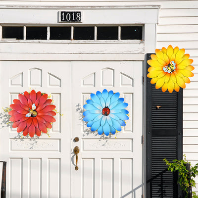 Enhance Your Outdoor Space with our Unique Metal Art Flower Wall Decor