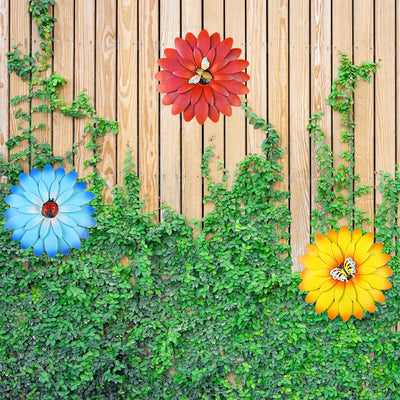 Enhance Your Outdoor Space with our Unique Metal Art Flower Wall Decor