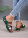 Sparkling Comfort: Women's Rhinestone-Decorated Wedge Slide Sandals for Fashionable Summer Style