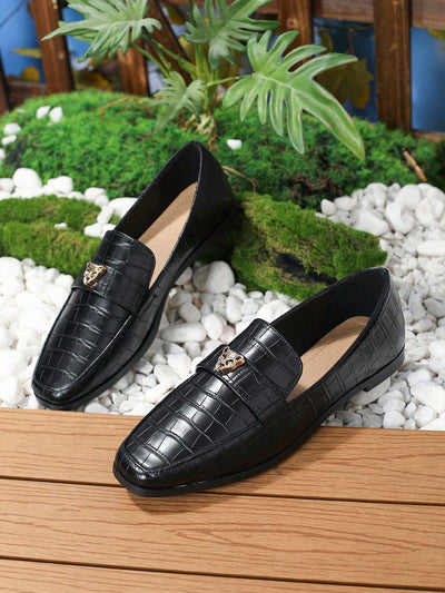 Square Head Metal Buckle Backless Loafers: Fashionably Flat