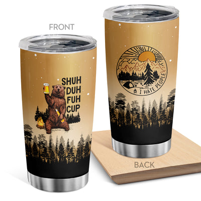 Bear Print Coffee Tumbler - 20oz Stainless Steel Mug for Forest Animal Lovers – Novelty Gift for Camping Enthusiasts