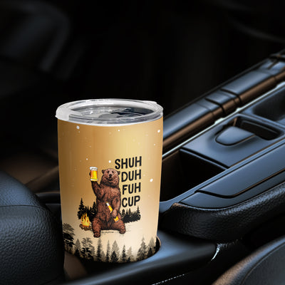 Bear Print Coffee Tumbler - 20oz Stainless Steel Mug for Forest Animal Lovers – Novelty Gift for Camping Enthusiasts